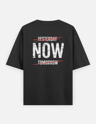 One Life Live It Now Text Design - Unisex Oversized Classic T-Shirt in black - back view #color_black