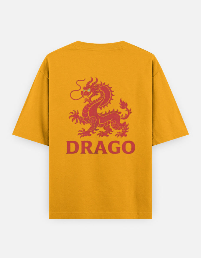 Dragon Fire Graphic - Unisex Oversized Classic T-Shirt in golden yellow - back view #color_golden-yellow