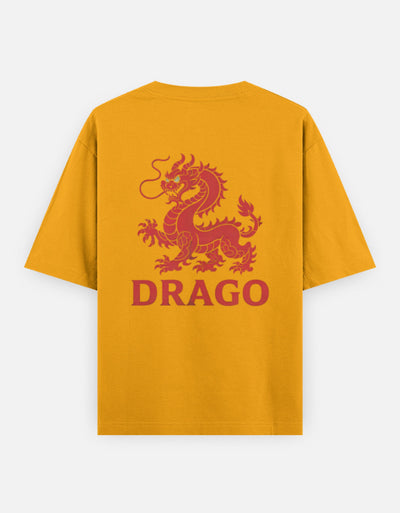 Dragon Fire Graphic - Unisex Oversized Classic T-Shirt in golden yellow - back view #color_golden-yellow
