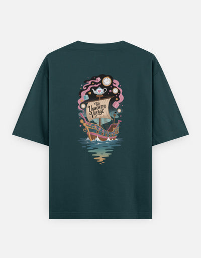 Moon-Ship - Unisex Oversized Classic T-Shirt in petrol blue - back view #color_petrol-blue