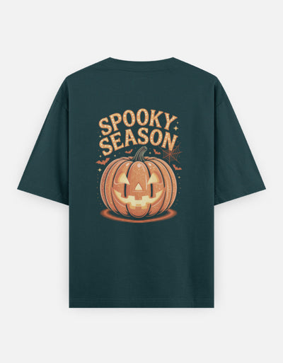 Halloween Season Graphic - Unisex Oversized Classic T-Shirt in petrol blue - back view #color_petrol-blue