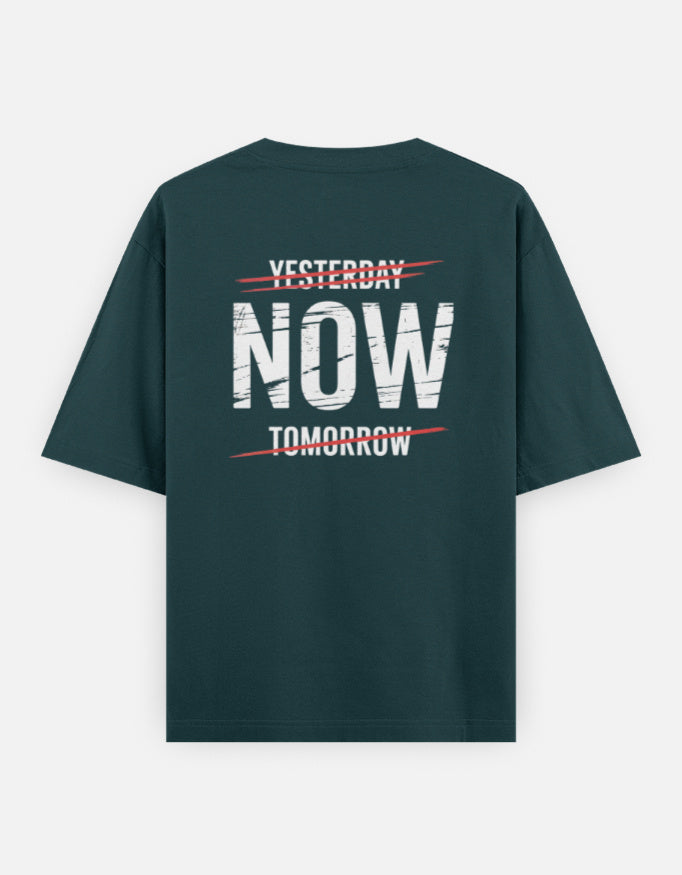 One Life Live It Now Text Design - Unisex Oversized Classic T-Shirt in petrol blue - back view #color_petrol-blue