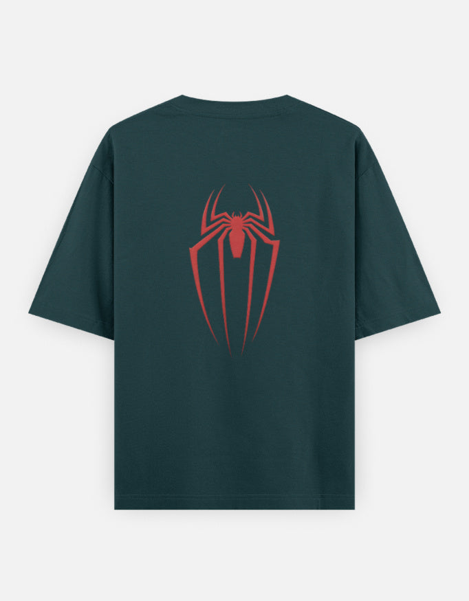 Spider Graphic - Unisex Oversized Classic T-Shirt in petrol-blue - back view #color_petrol-blue