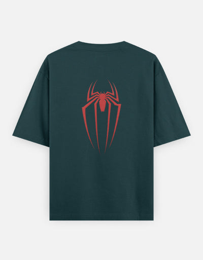 Spider Graphic - Unisex Oversized Classic T-Shirt in petrol-blue - back view #color_petrol-blue