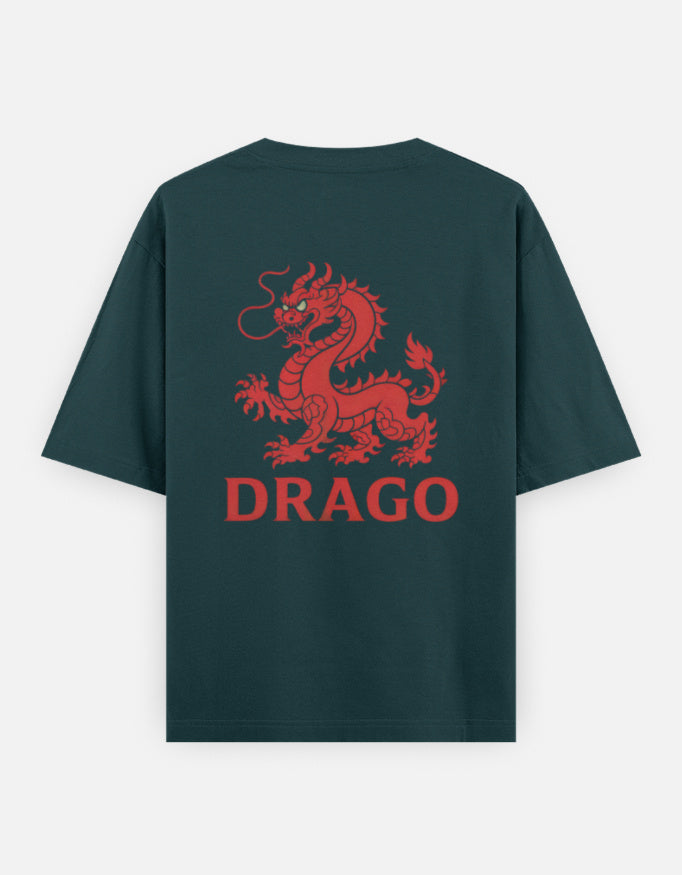 Dragon Fire Graphic - Unisex Oversized Classic T-Shirt in petrol blue - back view #color_petrol-blue