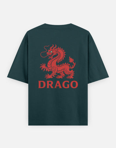 Dragon Fire Graphic - Unisex Oversized Classic T-Shirt in petrol blue - back view #color_petrol-blue