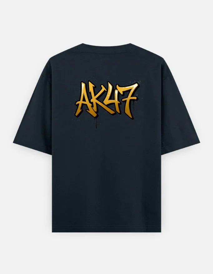 AK47 Gun - Unisex Oversized Classic T-Shirt in navy blue - back view #color_navy-blue