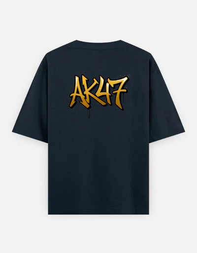 AK47 Gun - Unisex Oversized Classic T-Shirt in navy blue - back view #color_navy-blue