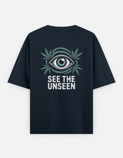 Eye See The Unseen Graphic - Unisex Oversized Classic T-Shirt in navy-blue - back view #color_navy-blue
