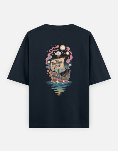 Moon-Ship - Unisex Oversized Classic T-Shirt in navy blue - back view #color_navy-blue