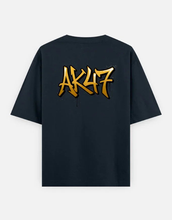 AK47 Gun - Unisex Oversized Classic T-Shirt in navy blue - back view #color_navy-blue
