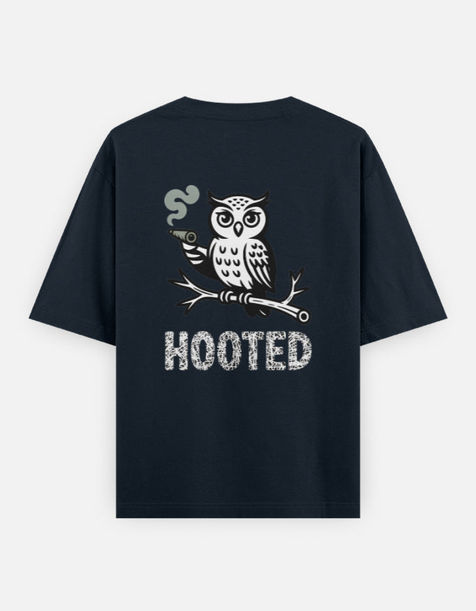 Moon and Owl bird - Unisex Oversized Classic T-Shirt in navy blue - back view #color_navy-blue