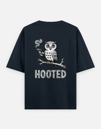Moon and Owl bird - Unisex Oversized Classic T-Shirt in navy blue - back view #color_navy-blue