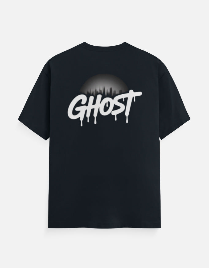 Fire And Ghost Graphic - Unisex Classic Crew T-Shirt in navy blue - back view #color_navy-blue