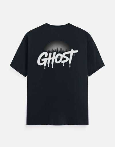 Fire And Ghost Graphic - Unisex Classic Crew T-Shirt in navy blue - back view #color_navy-blue