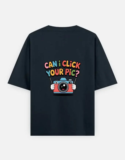 camera graphic - Unisex Oversized Classic T-Shirt in navy blue - back view #color_navy-blue