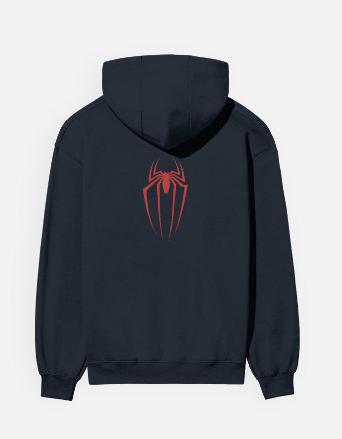 Spider's Graphic - Unisex Hoodie in navy blue - back view #color_navy-blue