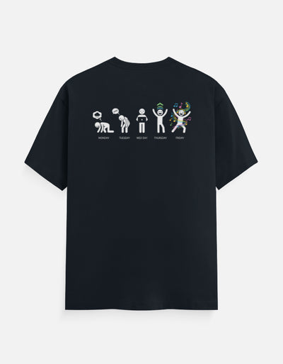 Mood of the days Graphic - Unisex Classic Crew T-Shirt in navy blue - back view #color_navy-blue