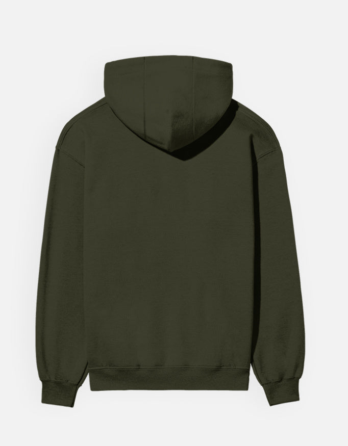 Family Minimal Text Design - Unisex Hoodie in olive green - back view #color_olive-green