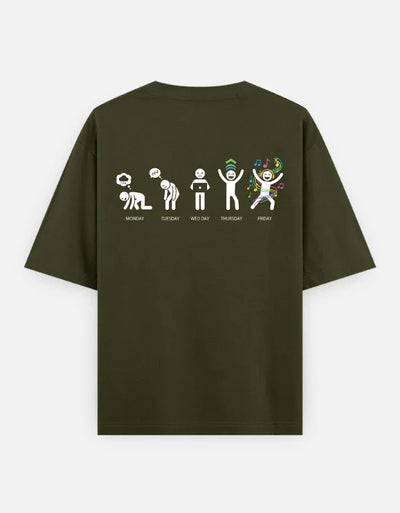 Days - Unisex Oversized Classic T-Shirt in olive green - back view #color_olive-green