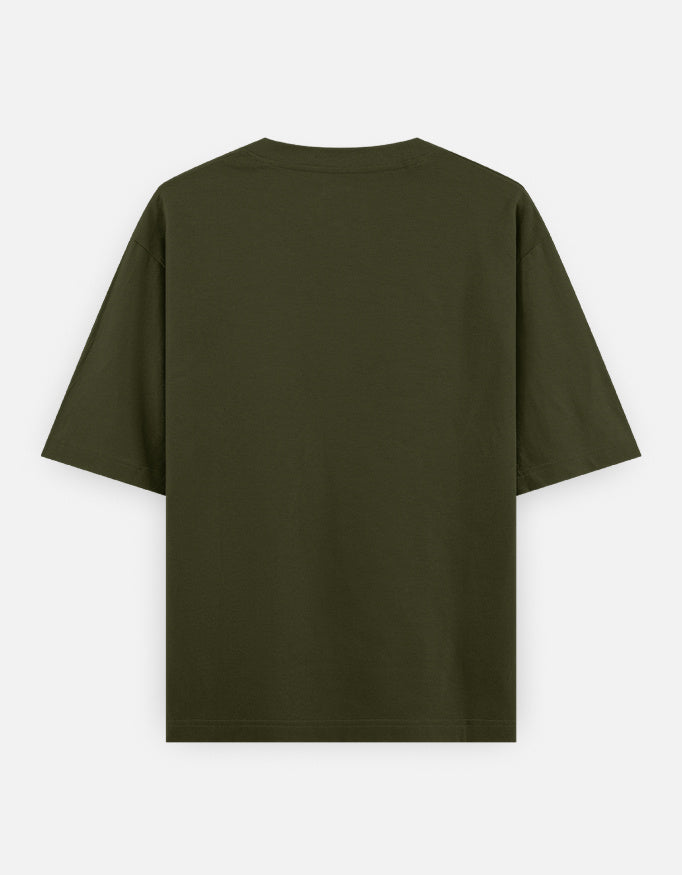 Escape Design - Unisex Oversized Classic T-Shirt in olive green - back view #color_olive-green