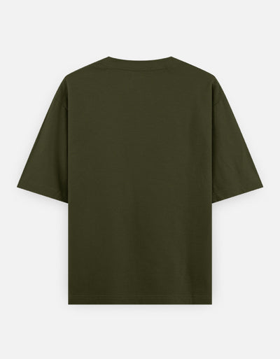 Escape Design - Unisex Oversized Classic T-Shirt in olive green - back view #color_olive-green