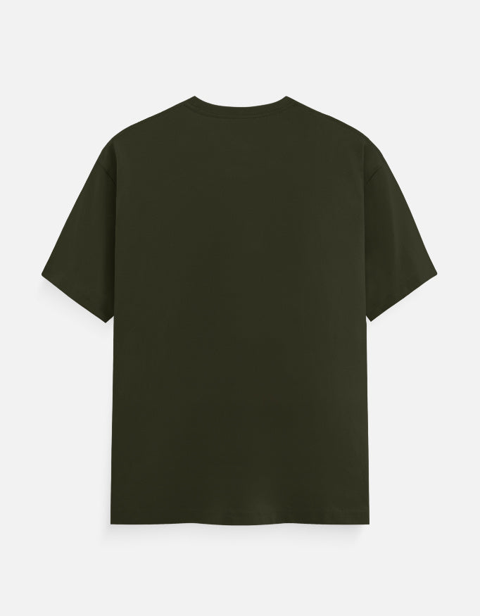 Brain Text Minimal Graphic - Unisex Classic Crew T-Shirt in olive green - back view #color_olive-green