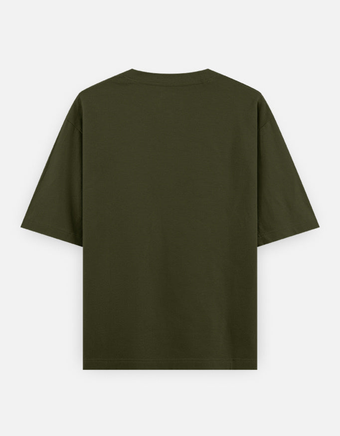 Brain - Unisex Oversized Classic T-Shirt in olive green - back view #color_olive-green
