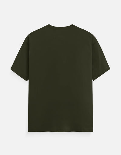 Ninja Fighter And Sword Graphic - Unisex Classic Crew T-Shirt in olive green - back view #color_olive-green