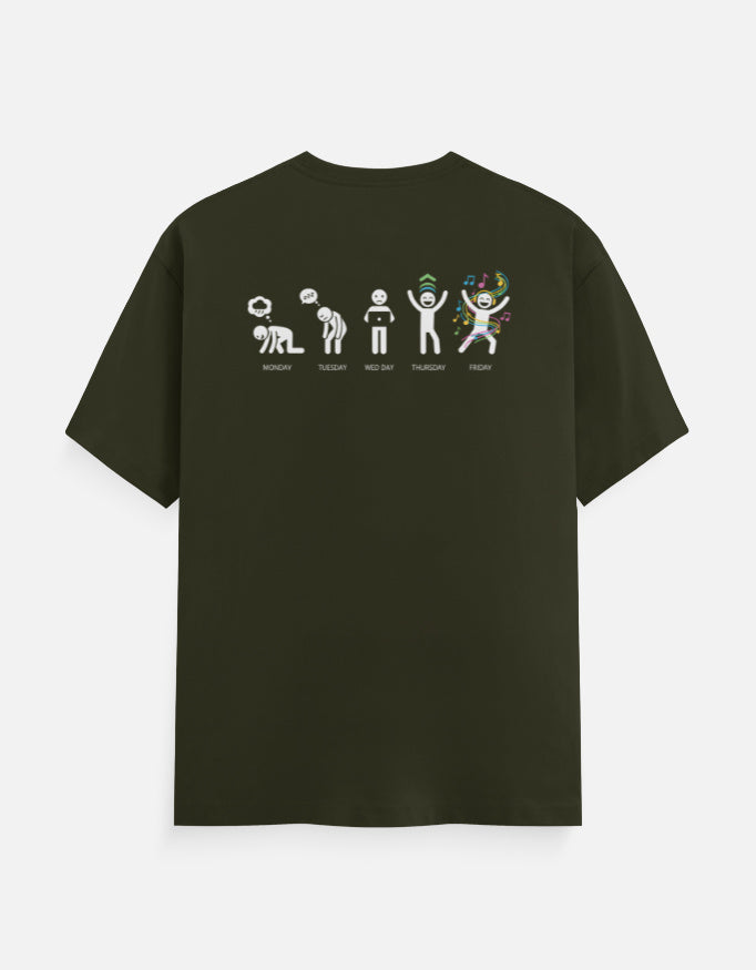 Mood of the days Graphic - Unisex Classic Crew T-Shirt in olive green - back view #color_olive-green
