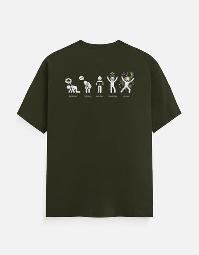 Mood of the days Graphic - Unisex Classic Crew T-Shirt in olive green - back view #color_olive-green