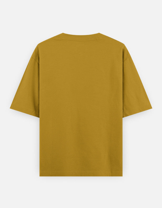 Escape Text Graphic - Unisex Oversized Classic T-Shirt in mustard yellow - back view #color_mustard-yellow