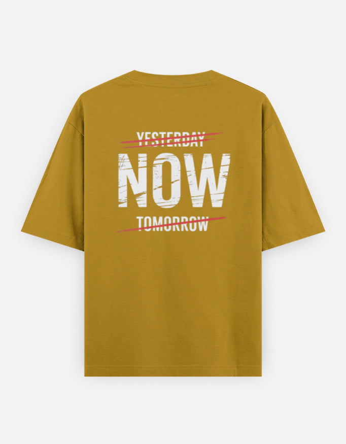 One Life Live It Now Text Design - Unisex Oversized Classic T-Shirt in mustard yellow - back view #color_mustard-yellow