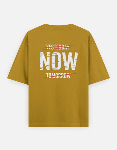 One Life Live It Now Text Design - Unisex Oversized Classic T-Shirt in mustard yellow - back view #color_mustard-yellow