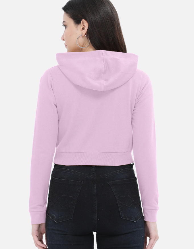 Flower - Female Cropped Hoodie in light baby pink - back view #color_light-baby-pink