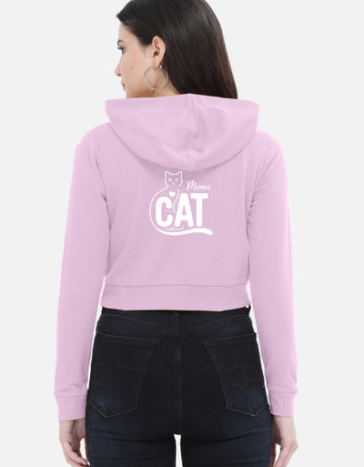 Cat Graphic - Female Cropped Hoodie in light baby pink - back view
#color_light-baby-pink