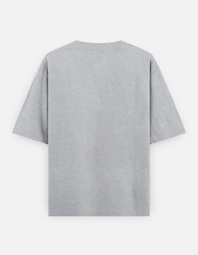 Plain - Unisex Oversized Classic T-Shirt in grey melange - back view  #color_grey-melange