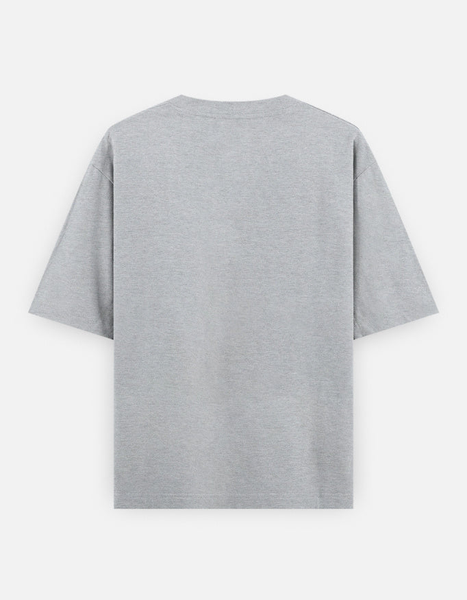 Escape Text Graphic - Unisex Oversized Classic T-Shirt in Grey Melange - back view #color_grey-melange