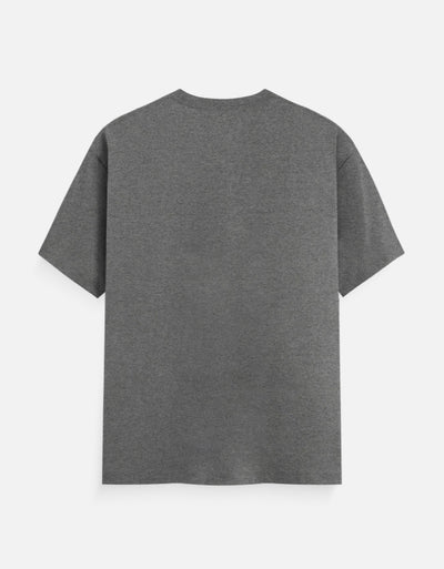 Plain - Male Classic Crew T-Shirt in charcoal melange - back view #color_charcoal-melange