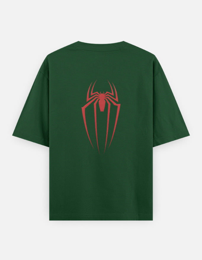 Spider Graphic - Unisex Oversized Classic T-Shirt in bottle green - back view #color_bottle-green
