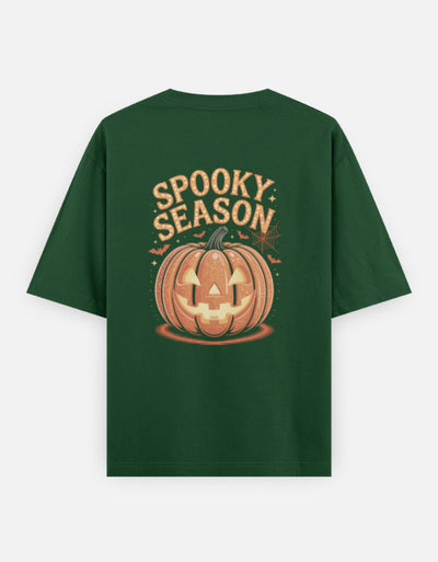 Halloween Season Graphic - Unisex Oversized Classic T-Shirt in bottle green - back view #color_bottle-green