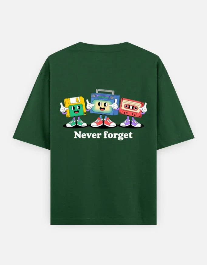 memory graphic - Unisex Oversized Classic T-Shirt in bottle green - back view #color_bottle-green