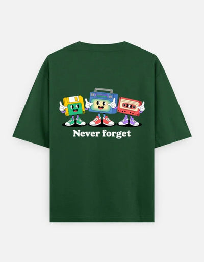 memory graphic - Unisex Oversized Classic T-Shirt in bottle green - back view #color_bottle-green