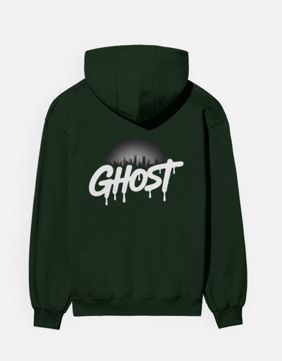 Ghost Funny Art - Unisex Hoodie in bottle green - back view #color_bottle-green