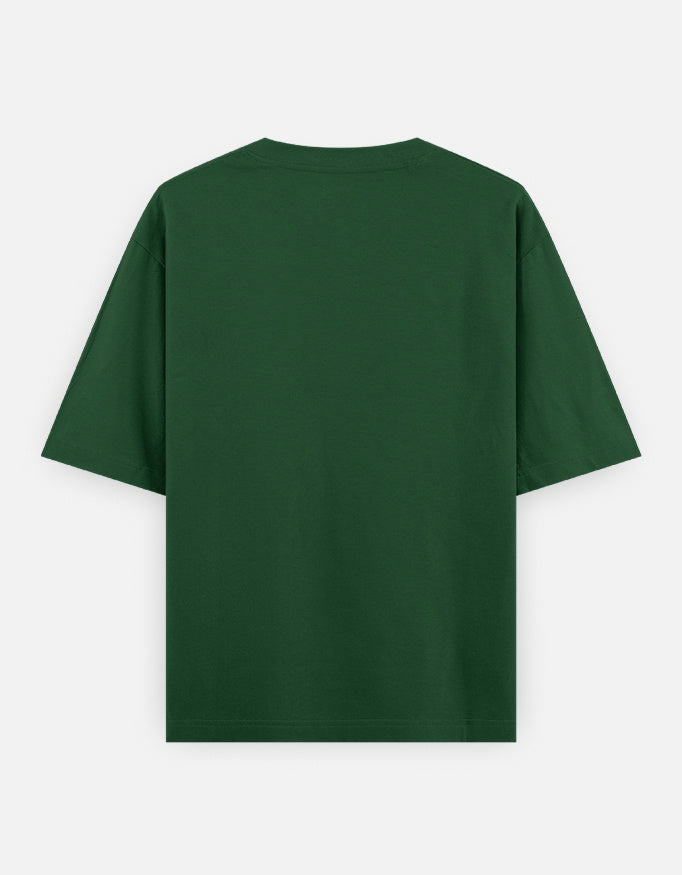 Escape Design - Unisex Oversized Classic T-Shirt in bottle green - back view #color_bottle-green