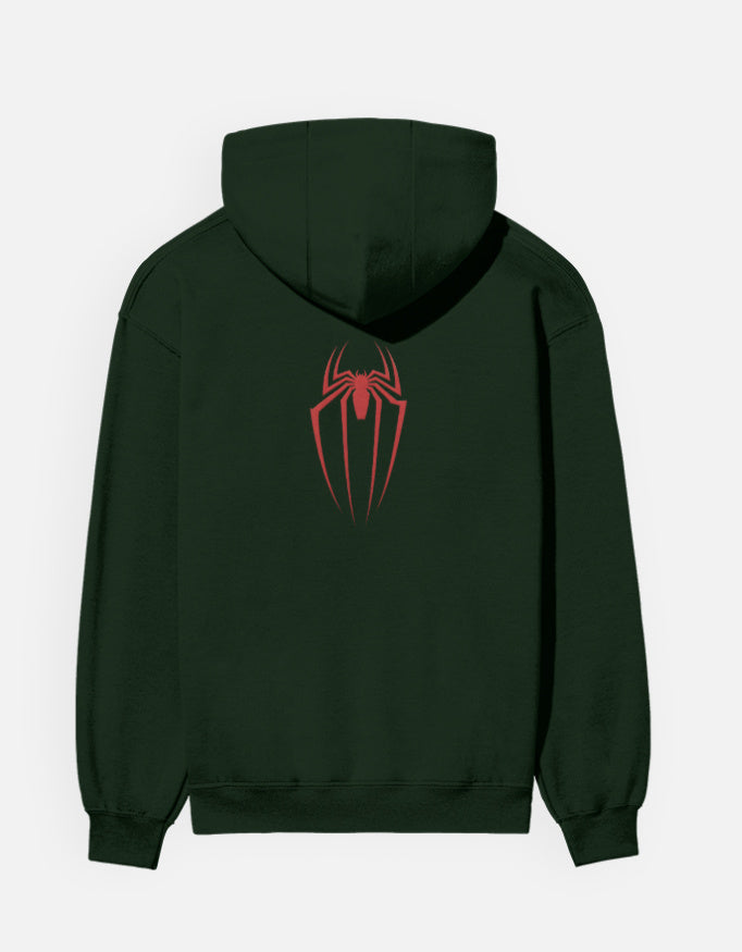 Spider's Graphic - Unisex Hoodie in bottle green - back view #color_bottle-green