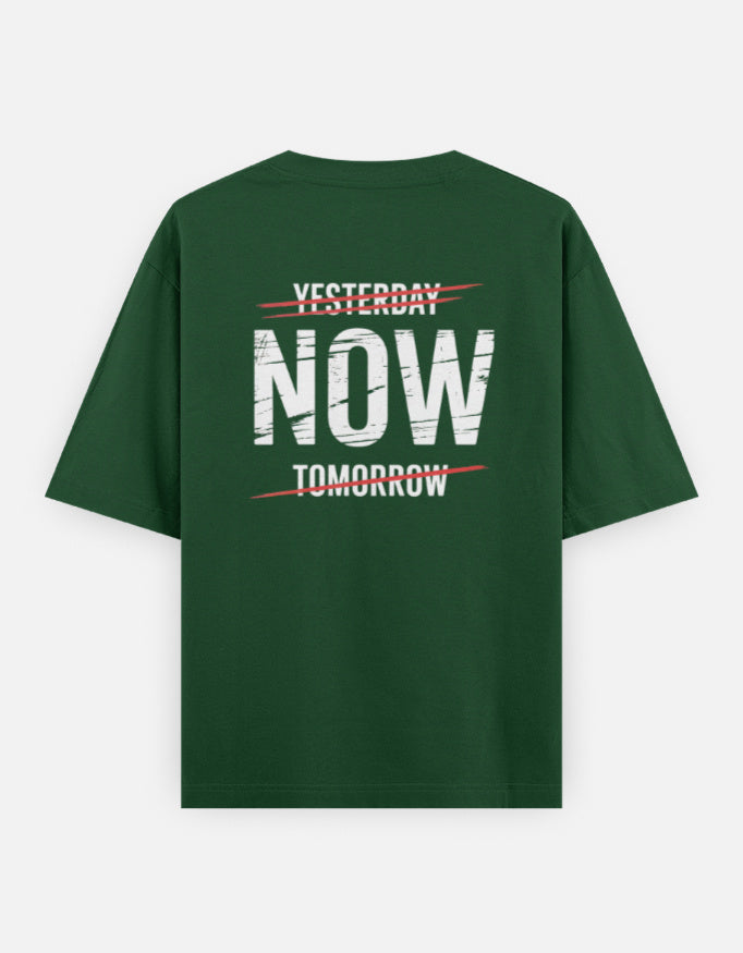 One Life Live It Now Text Design - Unisex Oversized Classic T-Shirt in bottle green - back view #color_bottle-green
