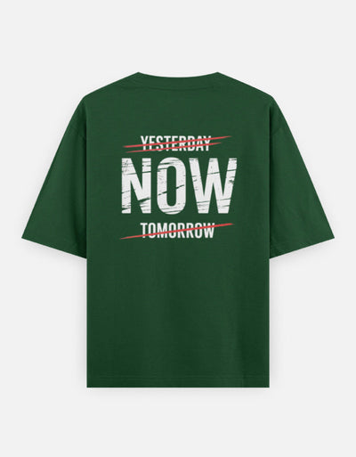 One Life Live It Now Text Design - Unisex Oversized Classic T-Shirt in bottle green - back view #color_bottle-green