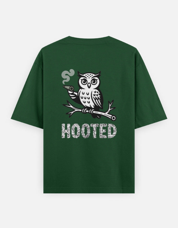 Moon and Owl bird - Unisex Oversized Classic T-Shirt in bottle green - back view #color_bottle-green