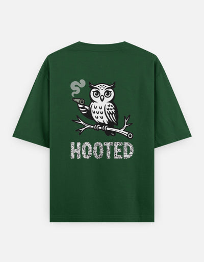 Moon and Owl bird - Unisex Oversized Classic T-Shirt in bottle green - back view #color_bottle-green